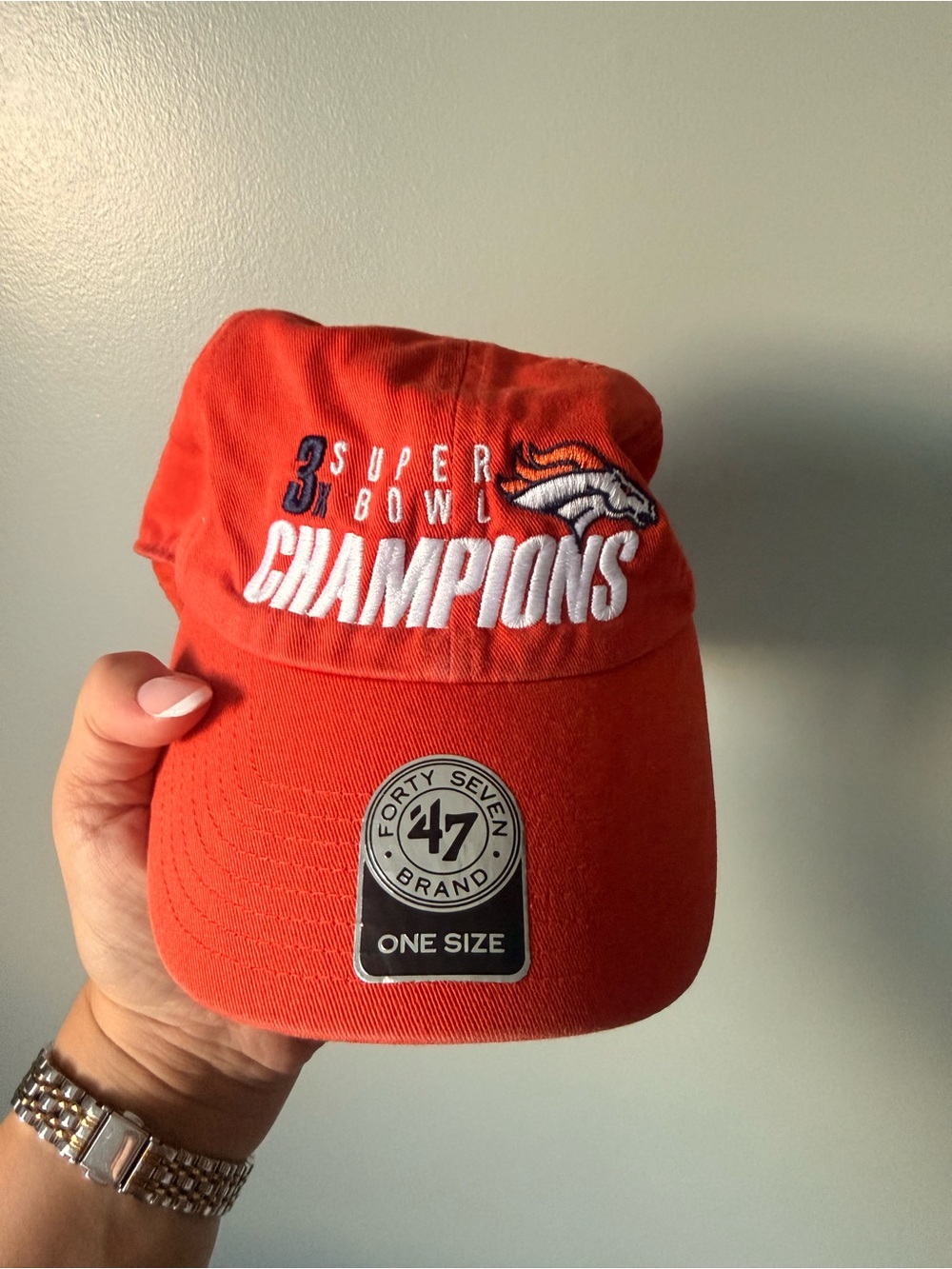 47 Orange Denver Broncos 3x Super Bowl Champions Hat